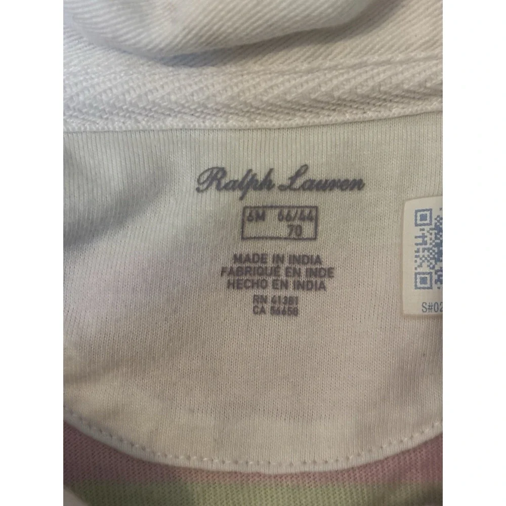 RALPH‎ LAUREN Baby Girls Pink & Green Rugby Dress 6 Mo Preppy